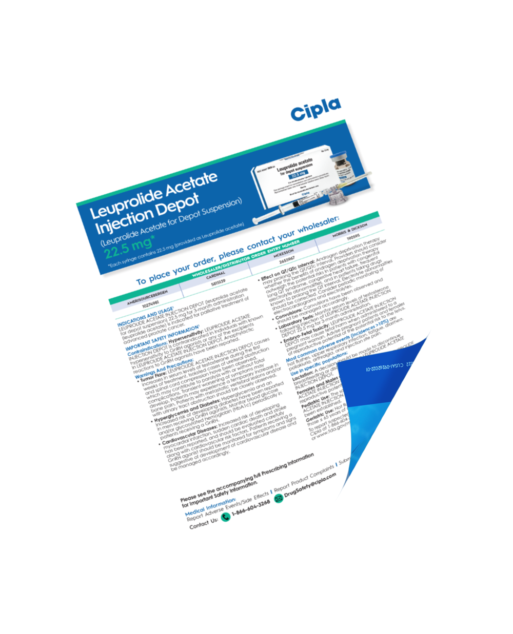 LEUPROLIDE ACETATE INJECTION DEPOT (Leuprolide Acetate for Depot Suspension) 22.5 mg SELL SHEET